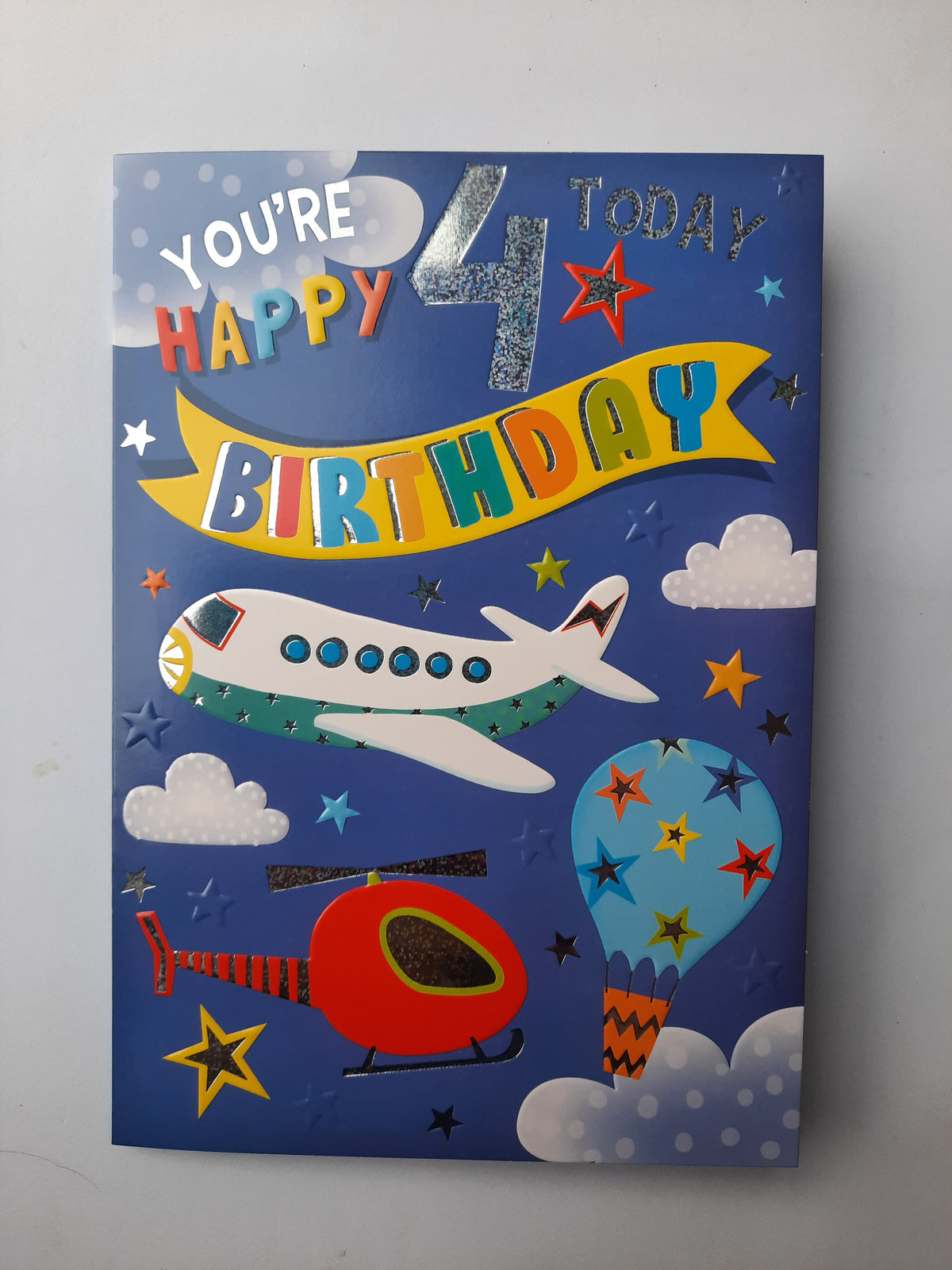 Age 4 Birthday Card — Transport Adventure