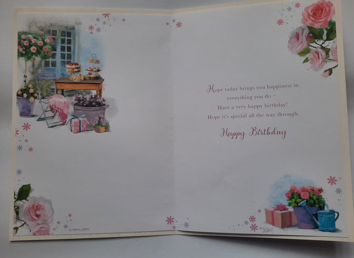 Birthday Card for Her - Floral Garden Party Design