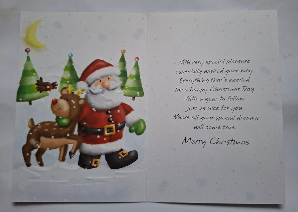 Grandson's First Christmas Card – Santa & Reindeer