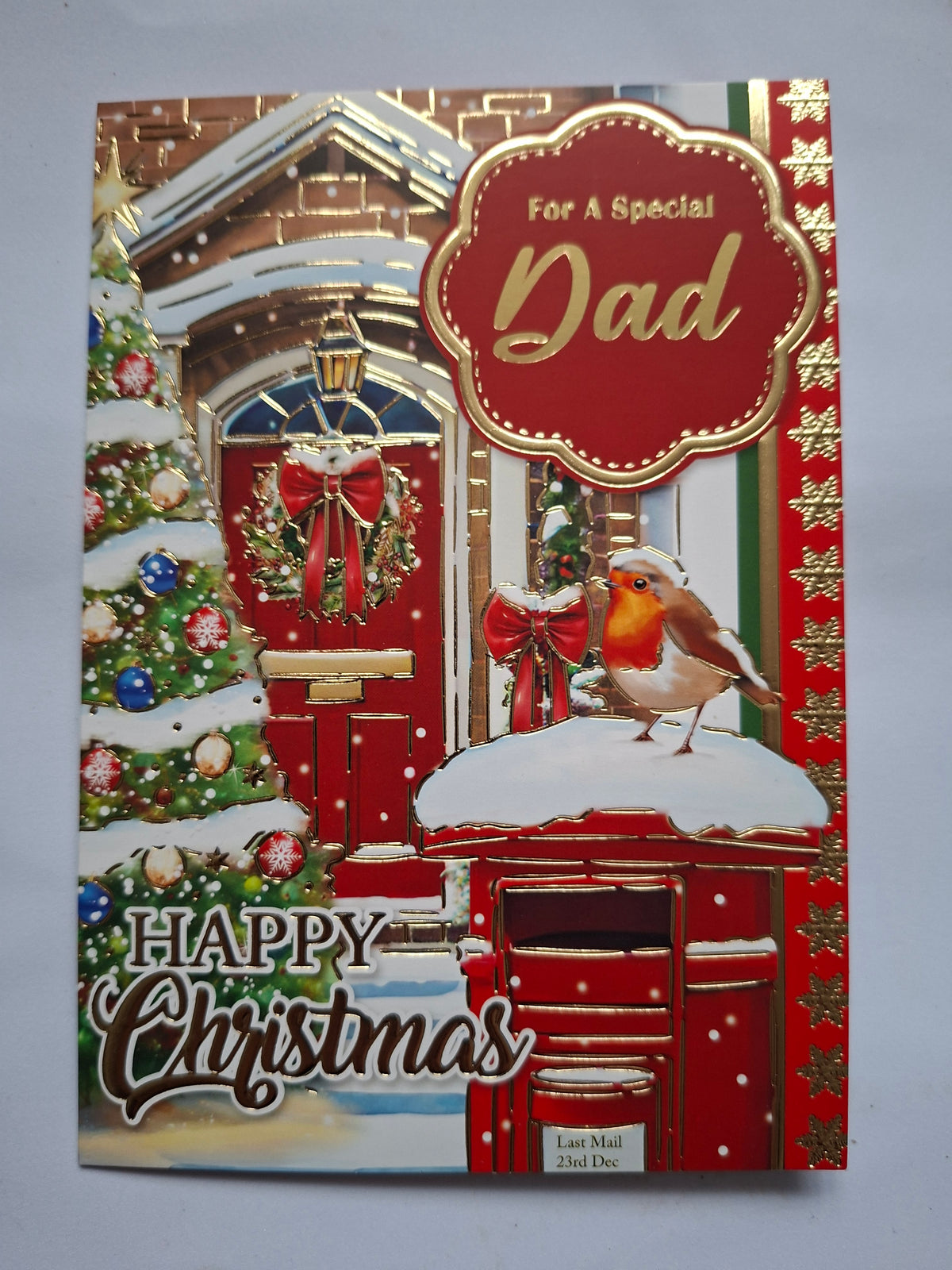 Dad Christmas Card - Robin & Red Postbox