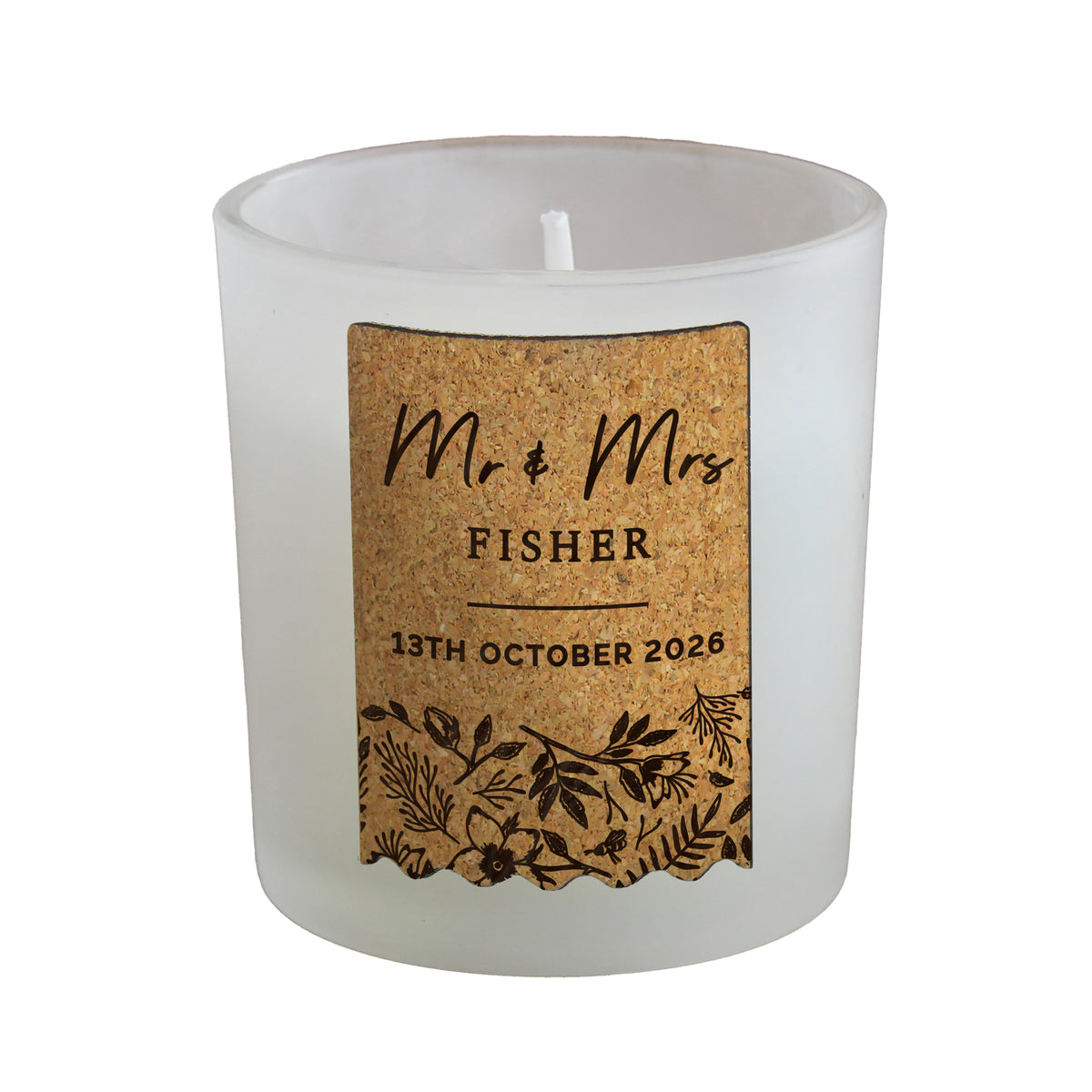 Personalised Wedding Cork Label Candle Jar