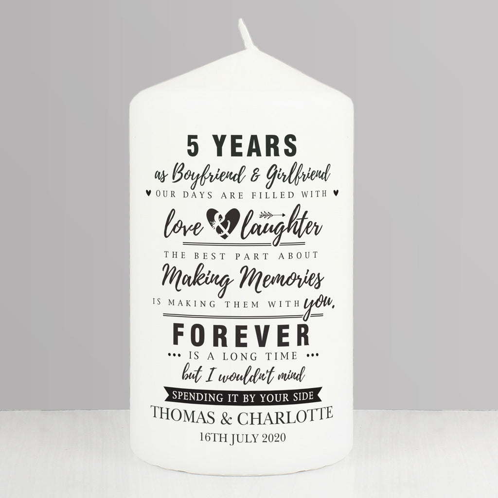 Personalised Typography Anniversary Pillar Candle
