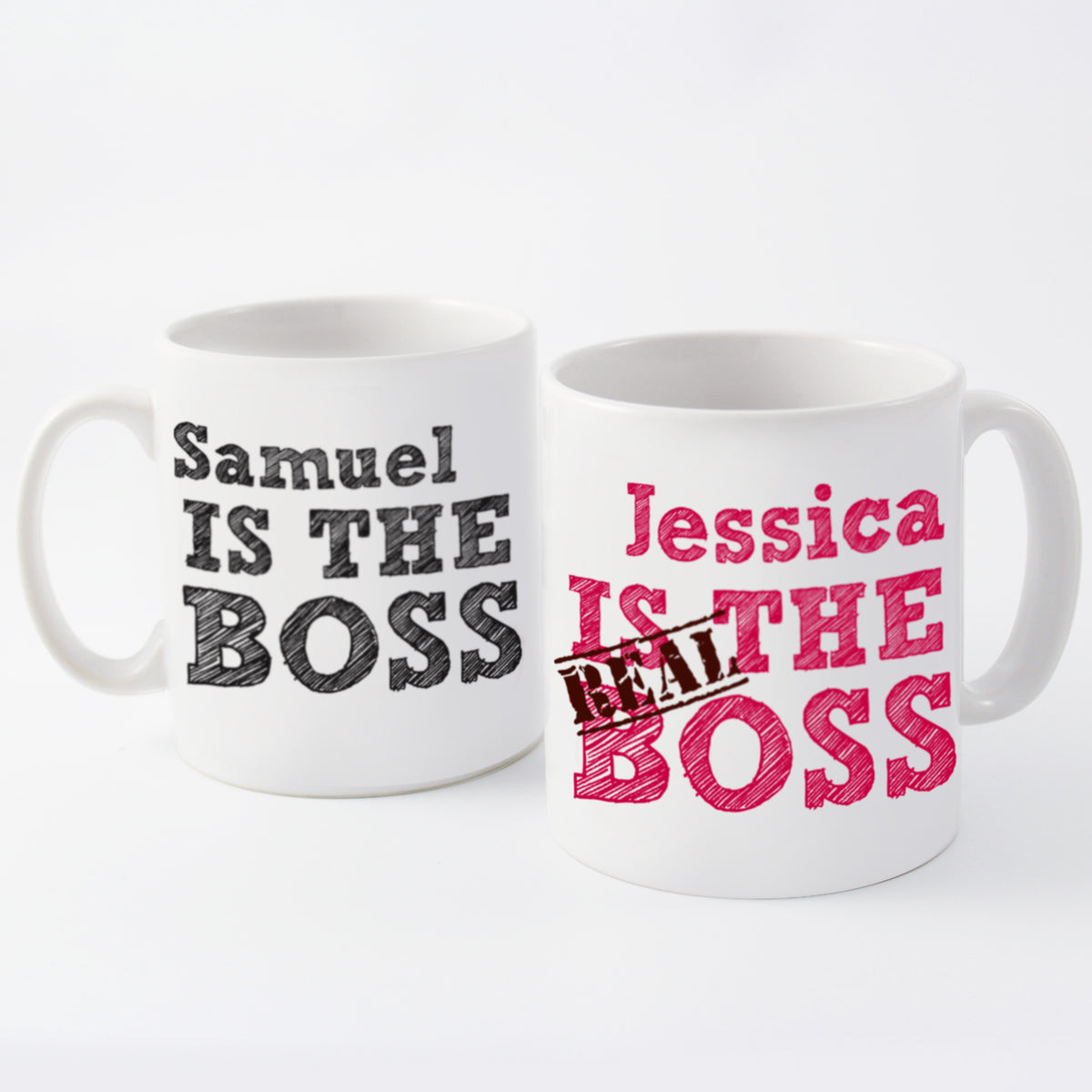 Personalised The Real Boss Sketch Mug Set