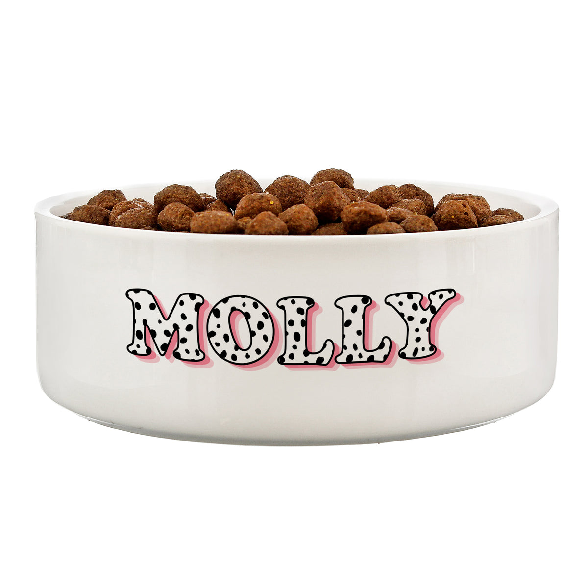 Personalised Pink Spots Name 15cm Medium Pet Bowl