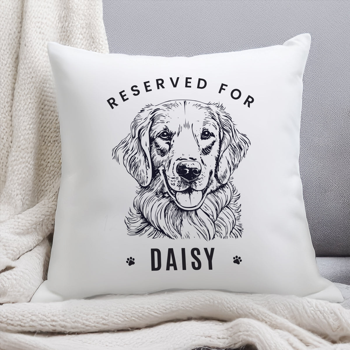 Personalised Reserved For Dog Breed Cushion