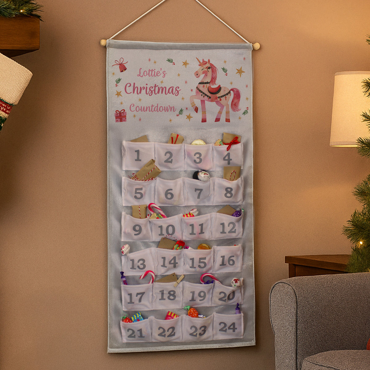 Personalised Unicorn Christmas Advent Calendar