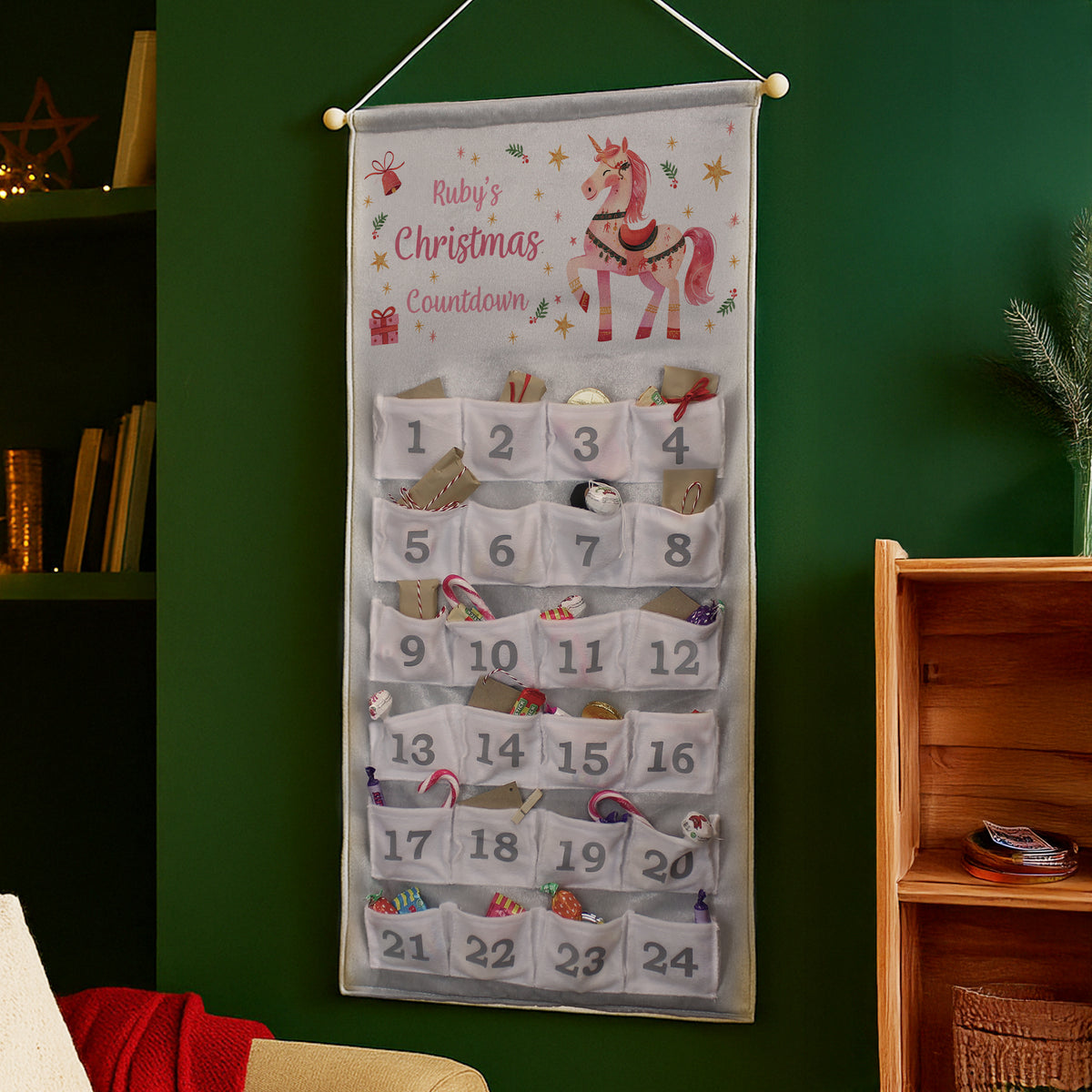 Personalised Unicorn Christmas Advent Calendar