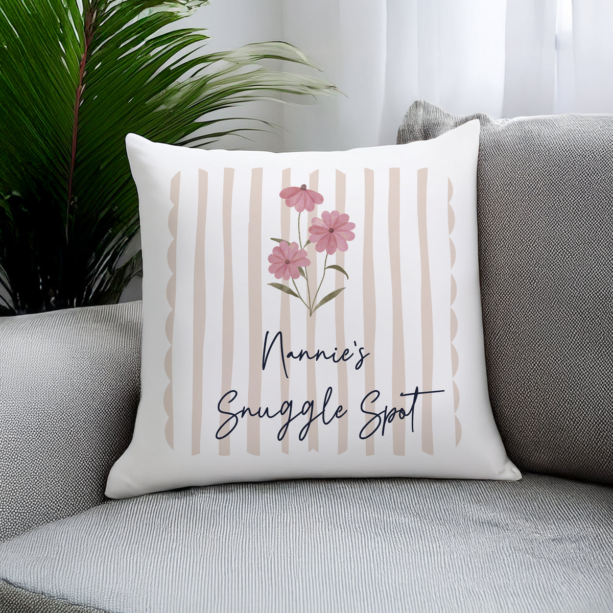 Personalised Floral Stripe Cushion