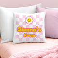 Personalised Pink Check Childrens Bedroom Cushion
