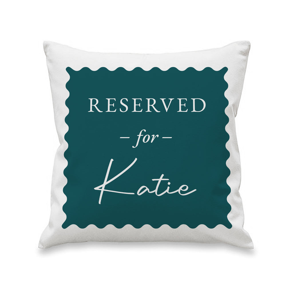 Personalised Deep Teal Reserved For Cushion