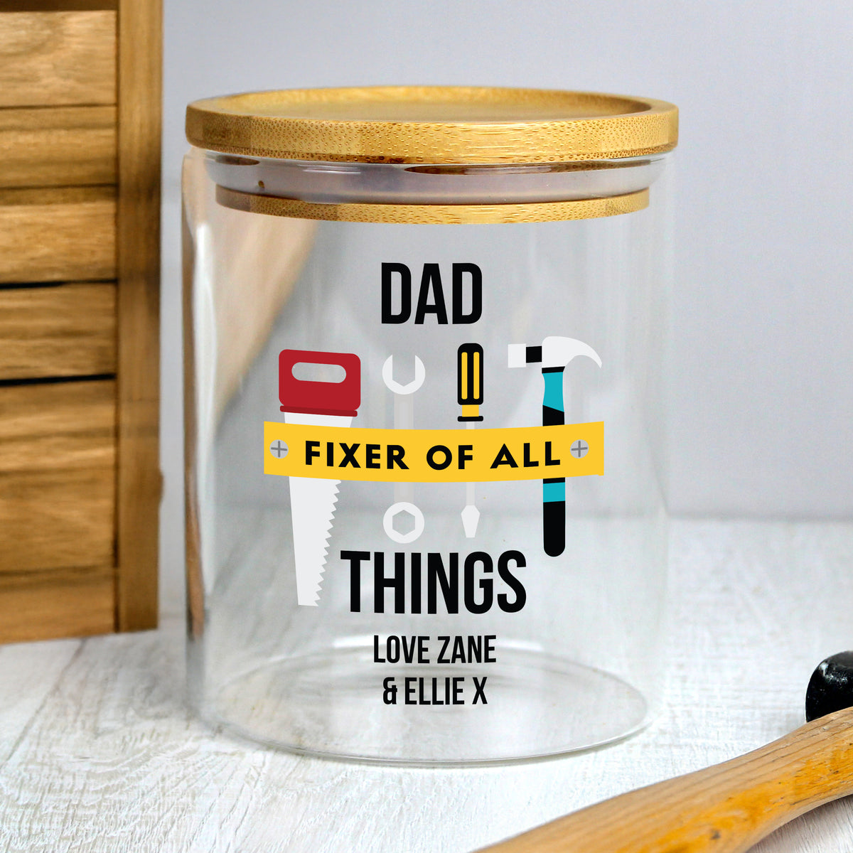 Personalised Fixer of All Things Storage Jar