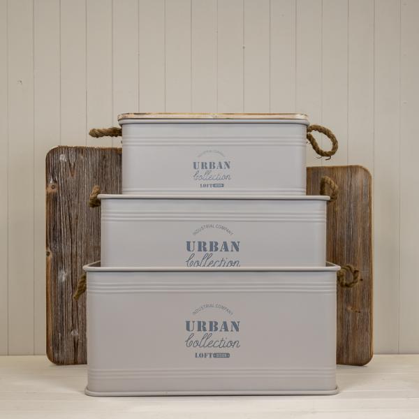 Set of Three Cream Urban Rectangular Storage Containers L:68Lx35.5Wx35H-M:62Lx32Wx31H-S:51Lx28Wx26. - 11.2kg