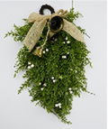 Teardrop Swag with White Berries and Bells and Bow Detail