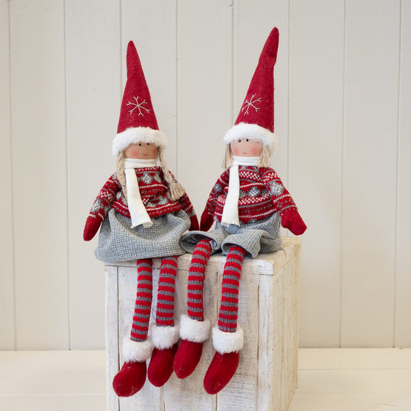 Fabric Girl in Winter Sweater red and Grey