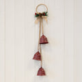 Hanging Trio of Red Bells on Hoop